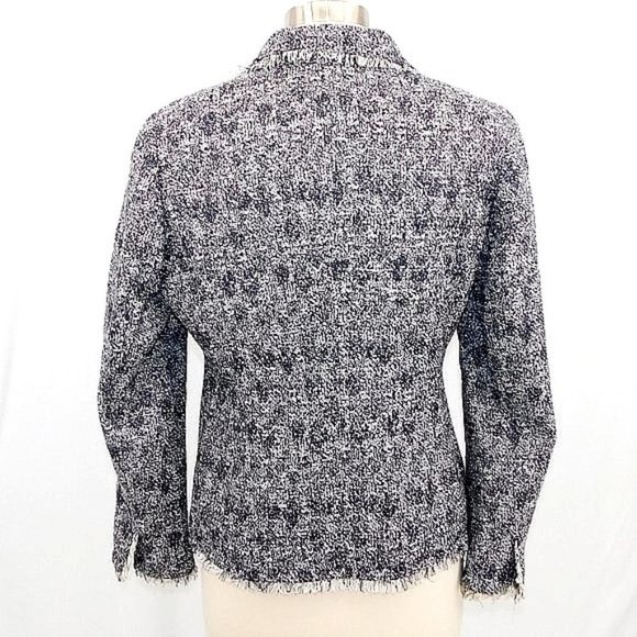 Talbots Blue Tweed Fringed Lined Blazer - Picture 5 of 9